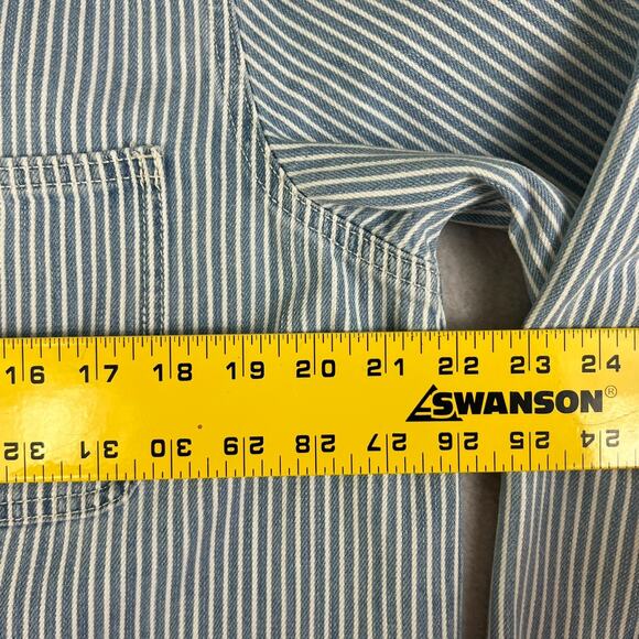 Old Navy Workwear Shacket Women's Medium Railroad Stripe 100% Cotton - Picture 7 of 8